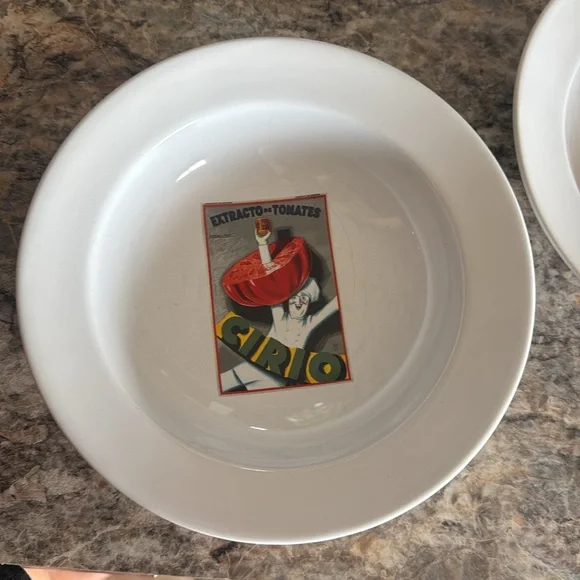 Pottery barn vintage posters spaghetti bowls set - Picture 2 of 4